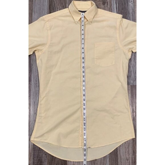 Covington Mens Short Sleeve Yellow Button-Down Dress Shirt Pocket Size 14-14 1/2 - Picture 8 of 10